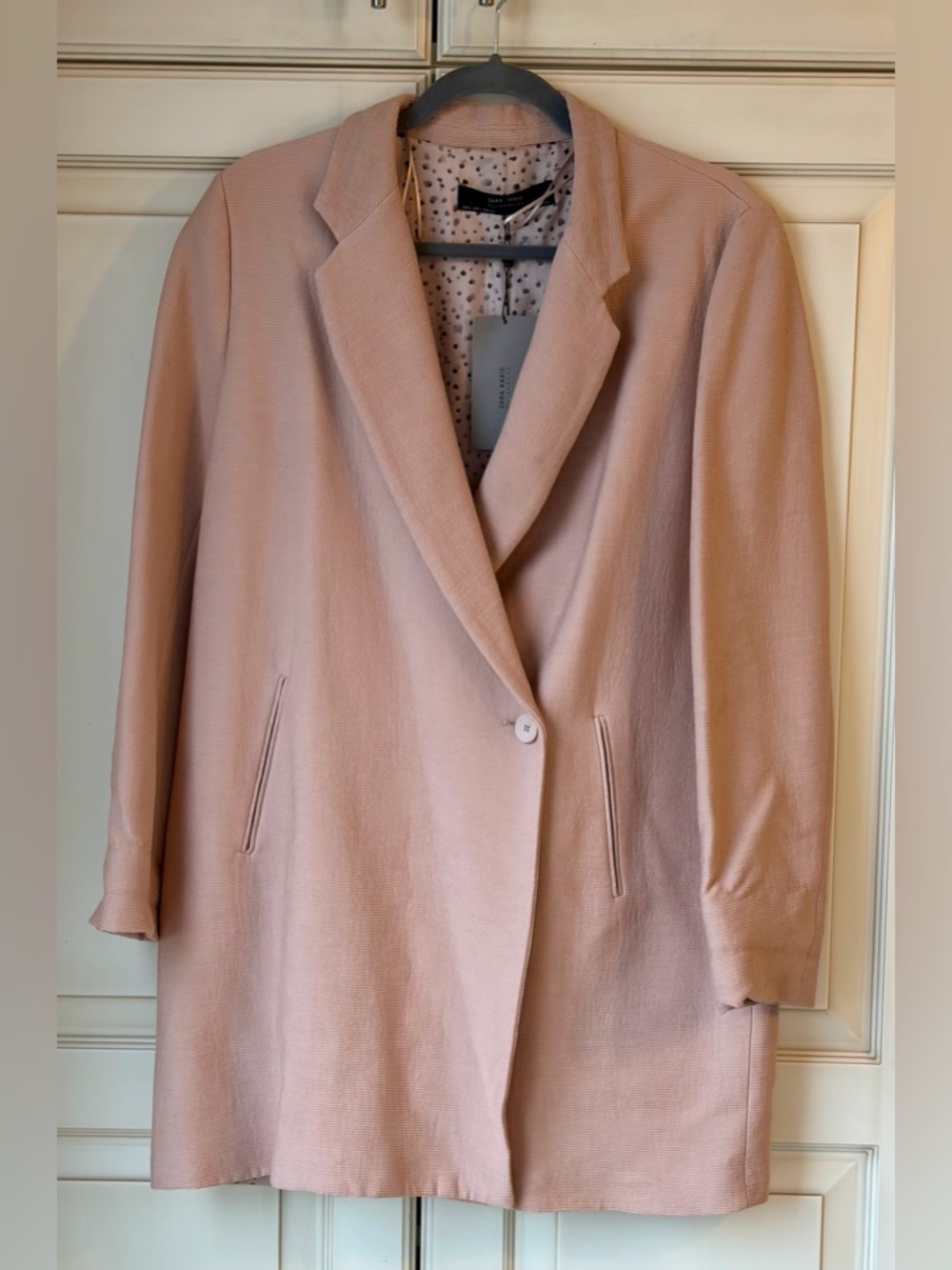 NWT Zara Blush Pink Single-Button Lightweight Jacket. Large.